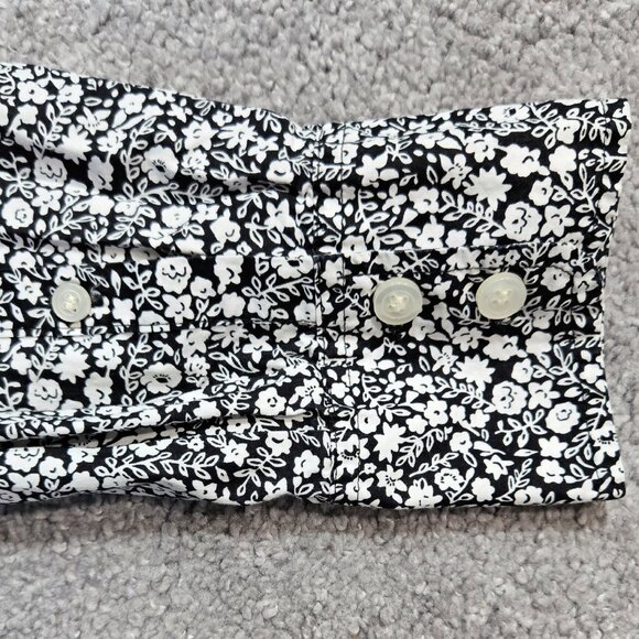 J. Crew Black White Floral Button-Up Shirt in Cotton Poplin Ditsy Romantic AD359 - Picture 9 of 10